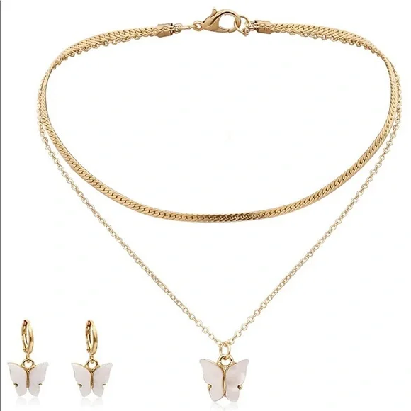 Necklace and earring set, butterfly - Picture 10 of 14